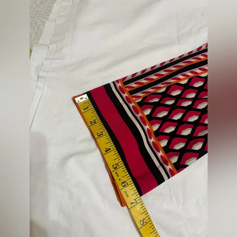 (26) Calvin Klein Geometric Patterned Dress - Red and Orange